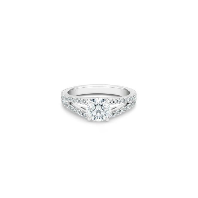 DB Angel solitaire ring with a round brilliant diamond in platinum