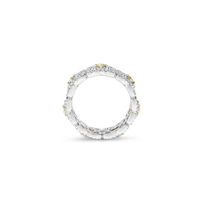 Enchanted Lotus band with yellow centre diamonds in white and yellow gold