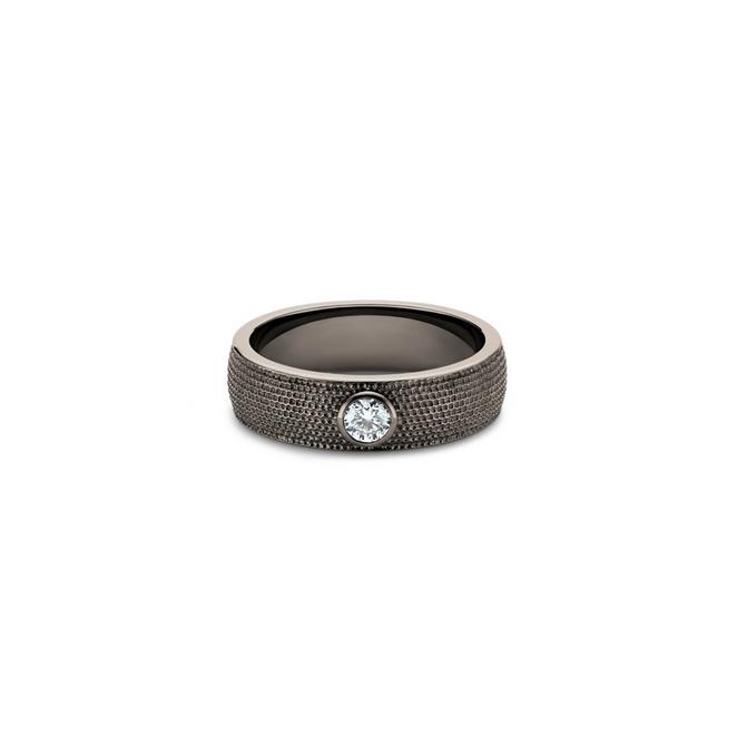 Azulea large band in black rhodium-plated white gold