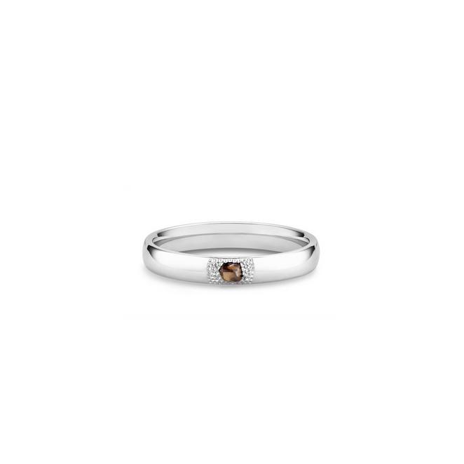 Talisman small band with a rough diamond in white gold
