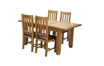 Extending Dining Table & Set of 4 Slat Back Chairs 