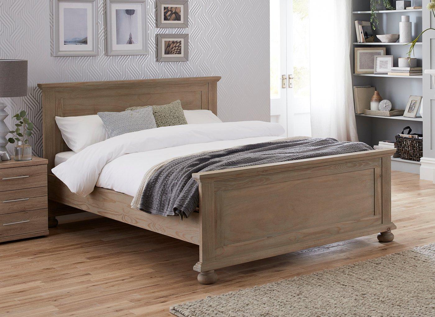 Jameson Natural Pine Wooden Bed Frame Base Zipped Storage