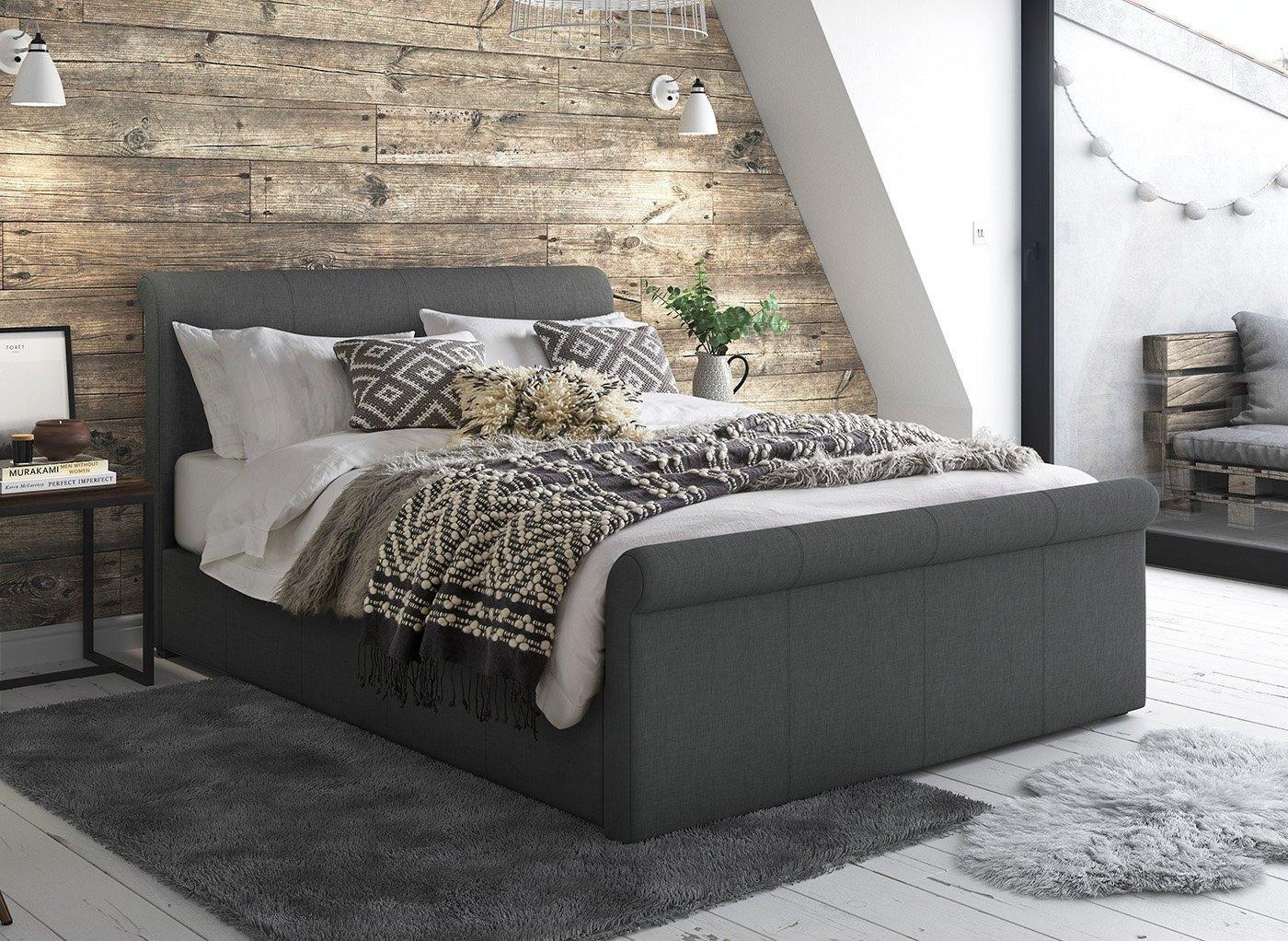 Grey fabric deals ottoman bed