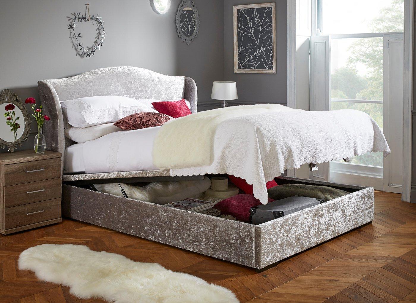Showan Crushed Velvet Upholstered Ottoman Bed Frame Dreams
