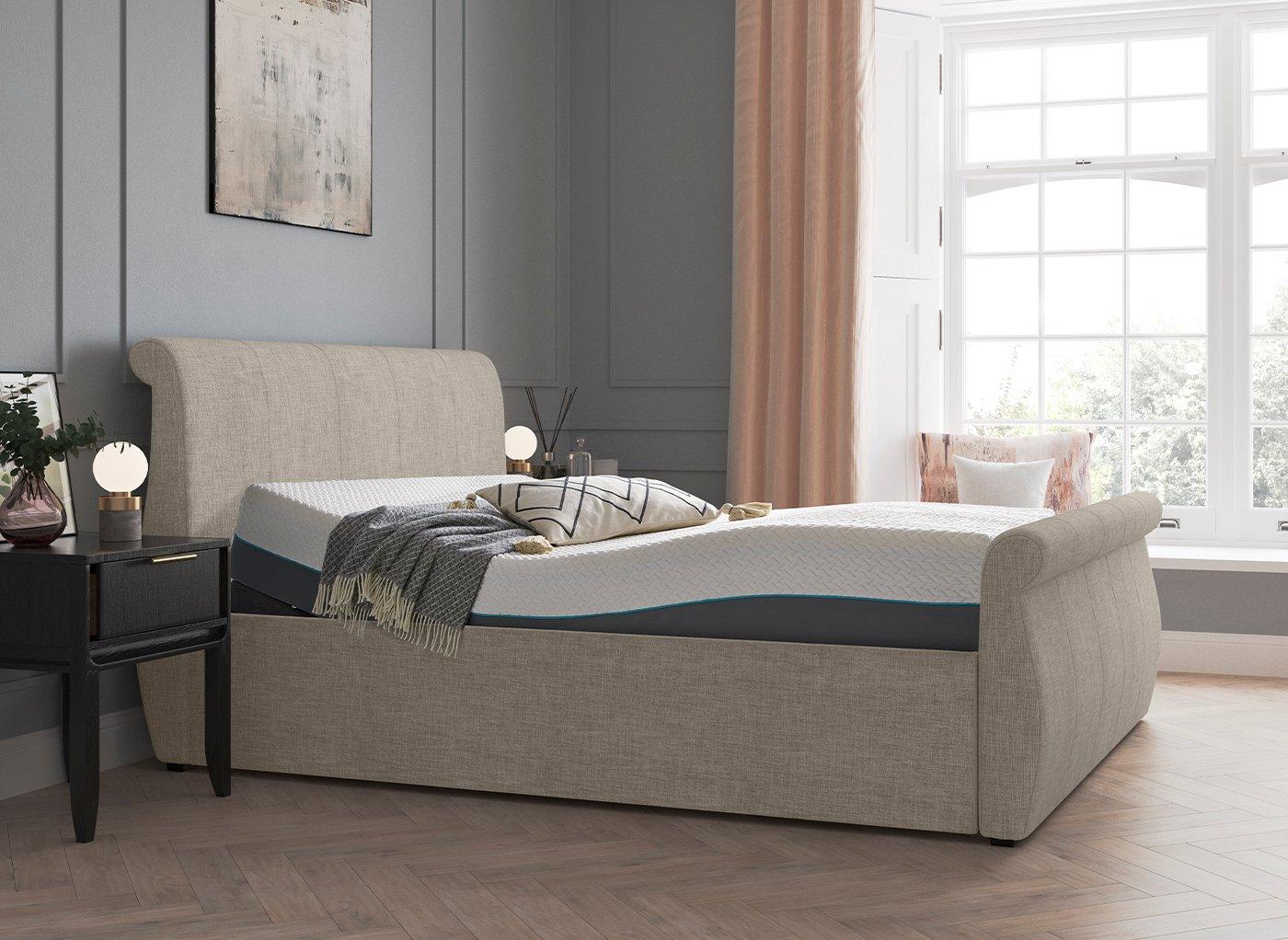 Lucia Sleepmotion 200i Adjustable Upholstered Bed Frame 5'0 King SILVER