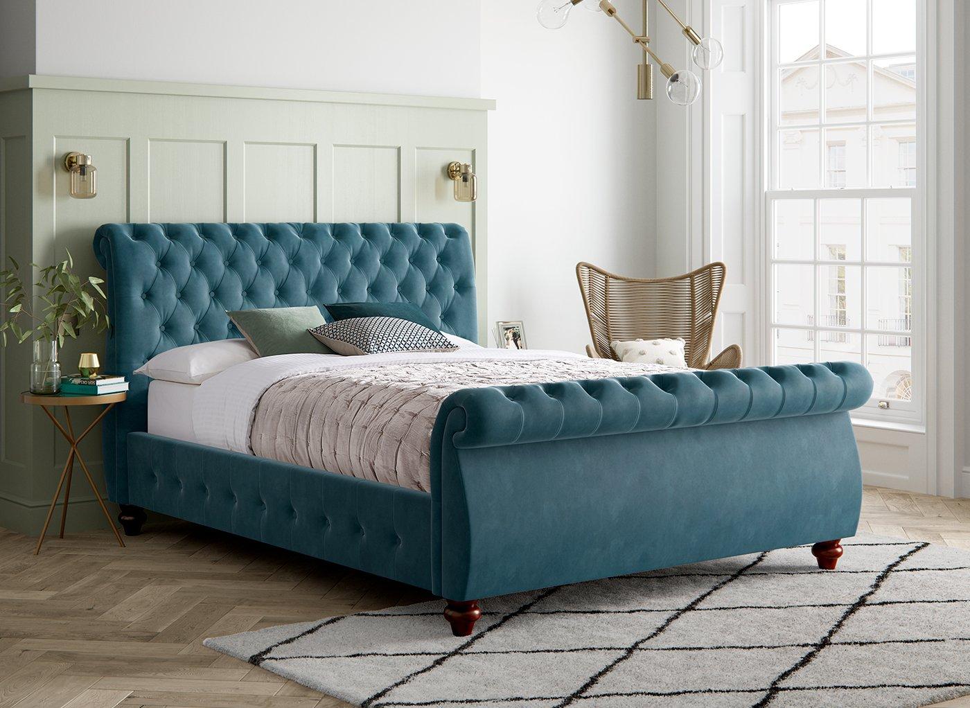 Holmes Velvet-Finish Ottoman Bed Frame