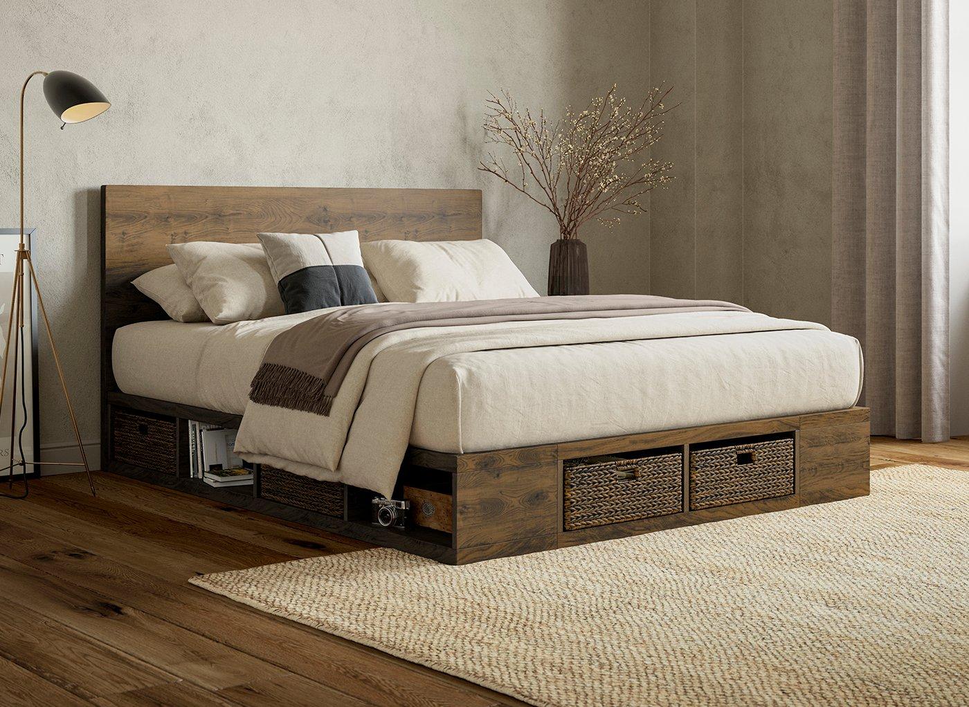 Carson Wooden Platform Bed Frame with Headboard