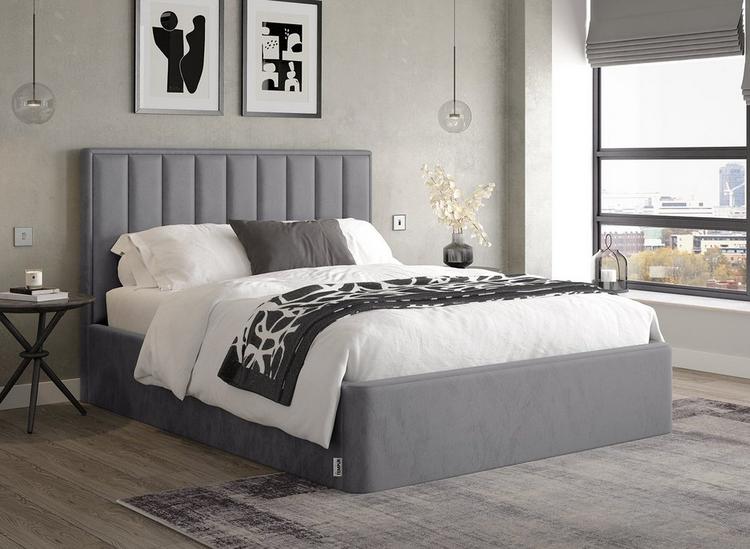 Grey velour deals ottoman bed