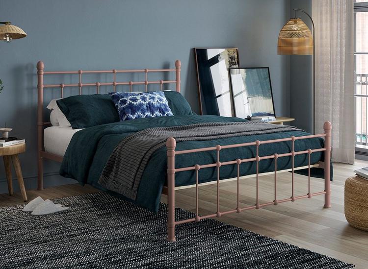 Gold metal store bed frame double