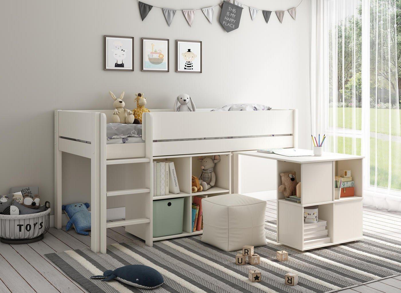 Anderson Mid Sleeper Bed Frame with Cube Desk