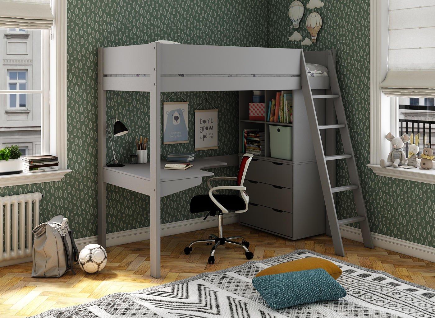 Anderson Kids Wooden High Sleeper with Storage & Desk