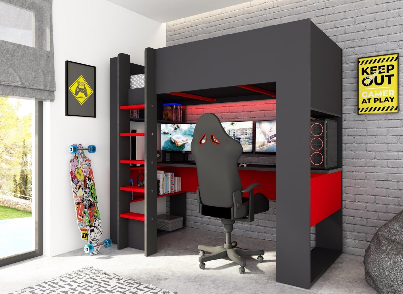 Small gaming room ideas with outlet bed