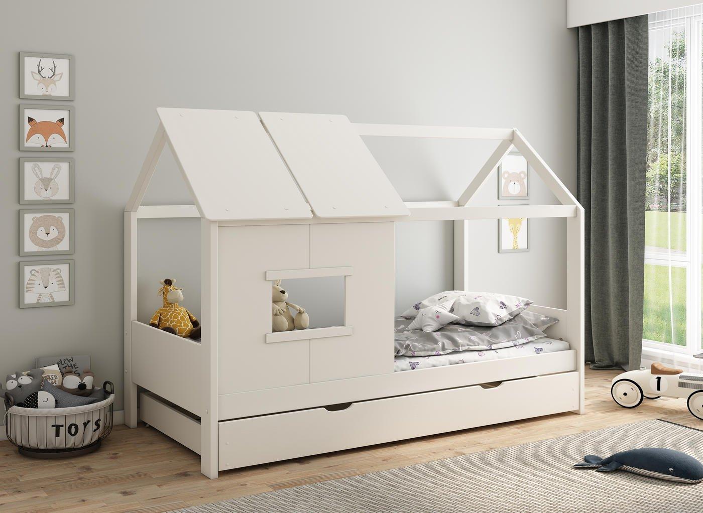 White Playhouse Kids Wooden Bed