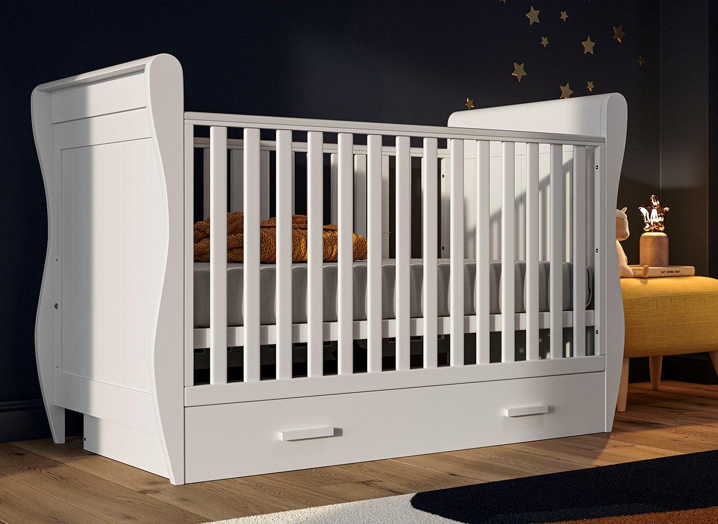 Sleigh cot hot sale bed white