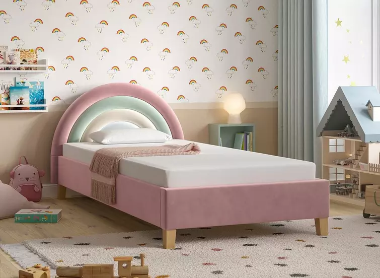 Rainbow Kids Velvet-Finish Bed Frame Dreams
