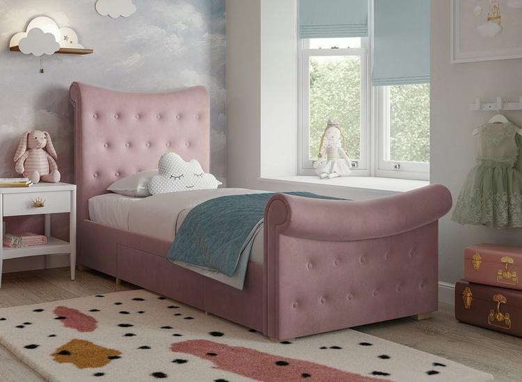 Pink single 2024 velvet bed