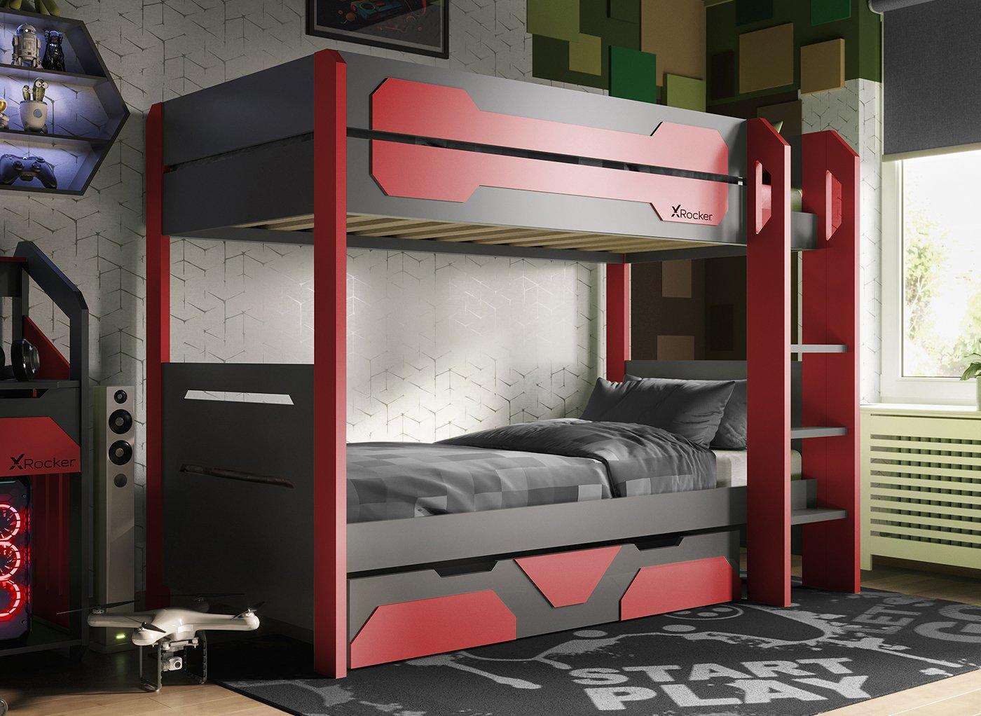 X Rocker Battalion Kids Gaming Bunk Bed with Drawer
