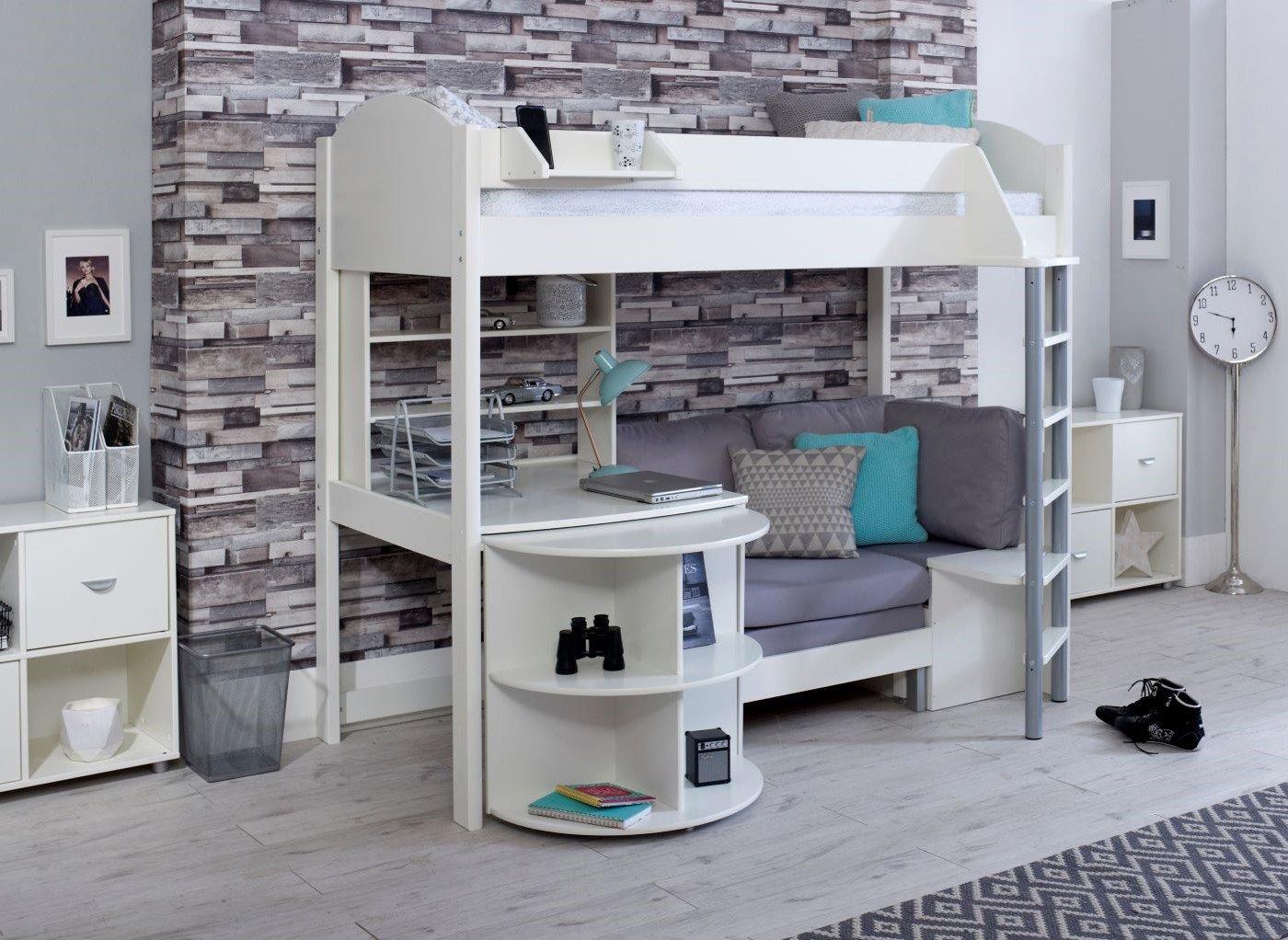 Timmy Kids Wooden High Sleeper with Extendable Desk & Futon