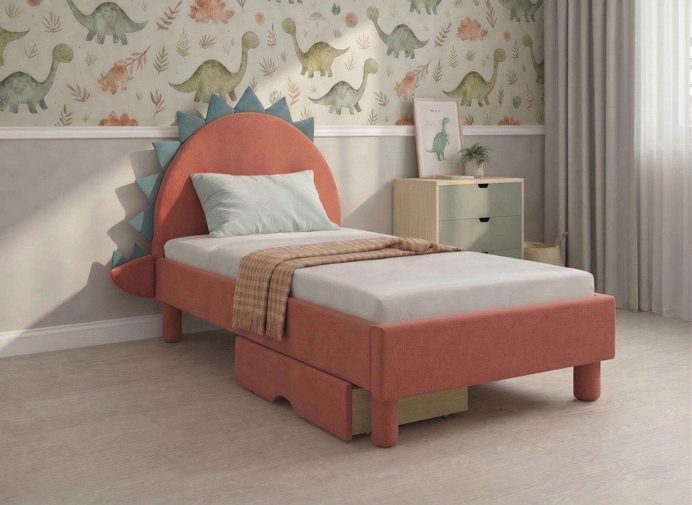 Frankie Velvet-Finish Kids Dino Bed Frame