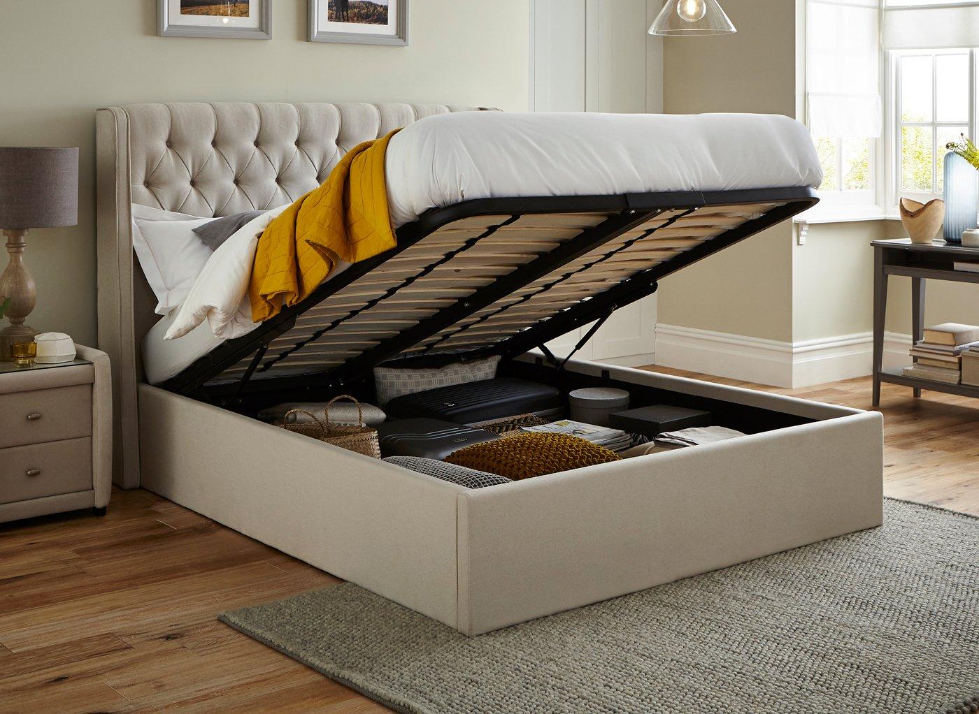 Deacon Velvet Finish Ottoman Bed Frame Dreams