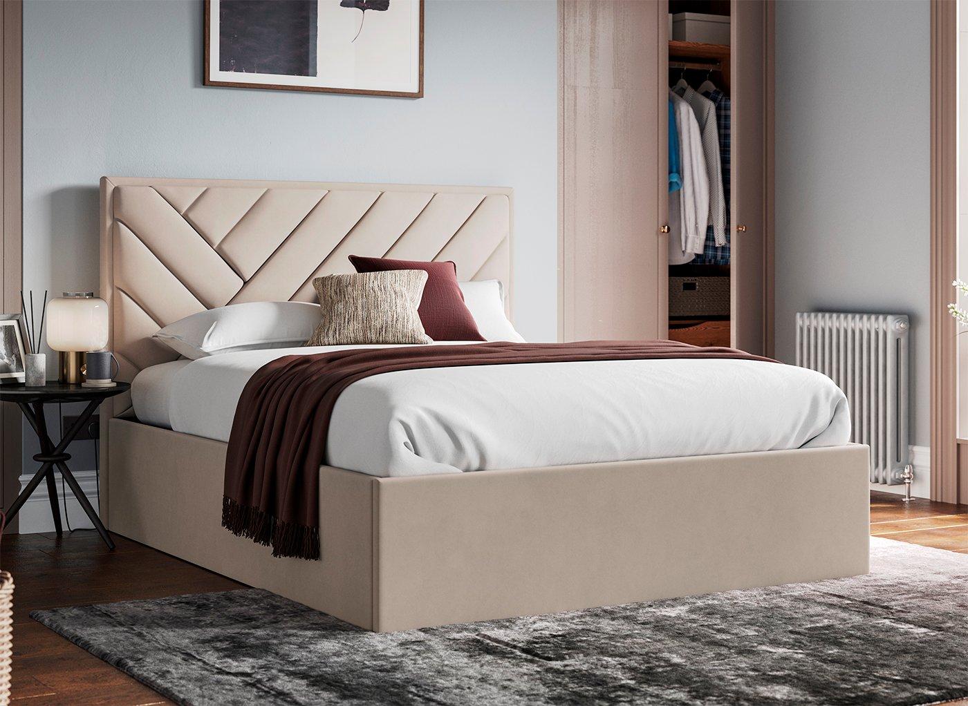 House Beautiful Jay Velvet-Finish Ottoman Bed Frame