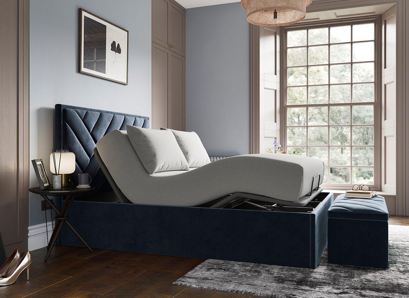 Jay Ergomotion Adjustable Velvet-Finish Bed Frame