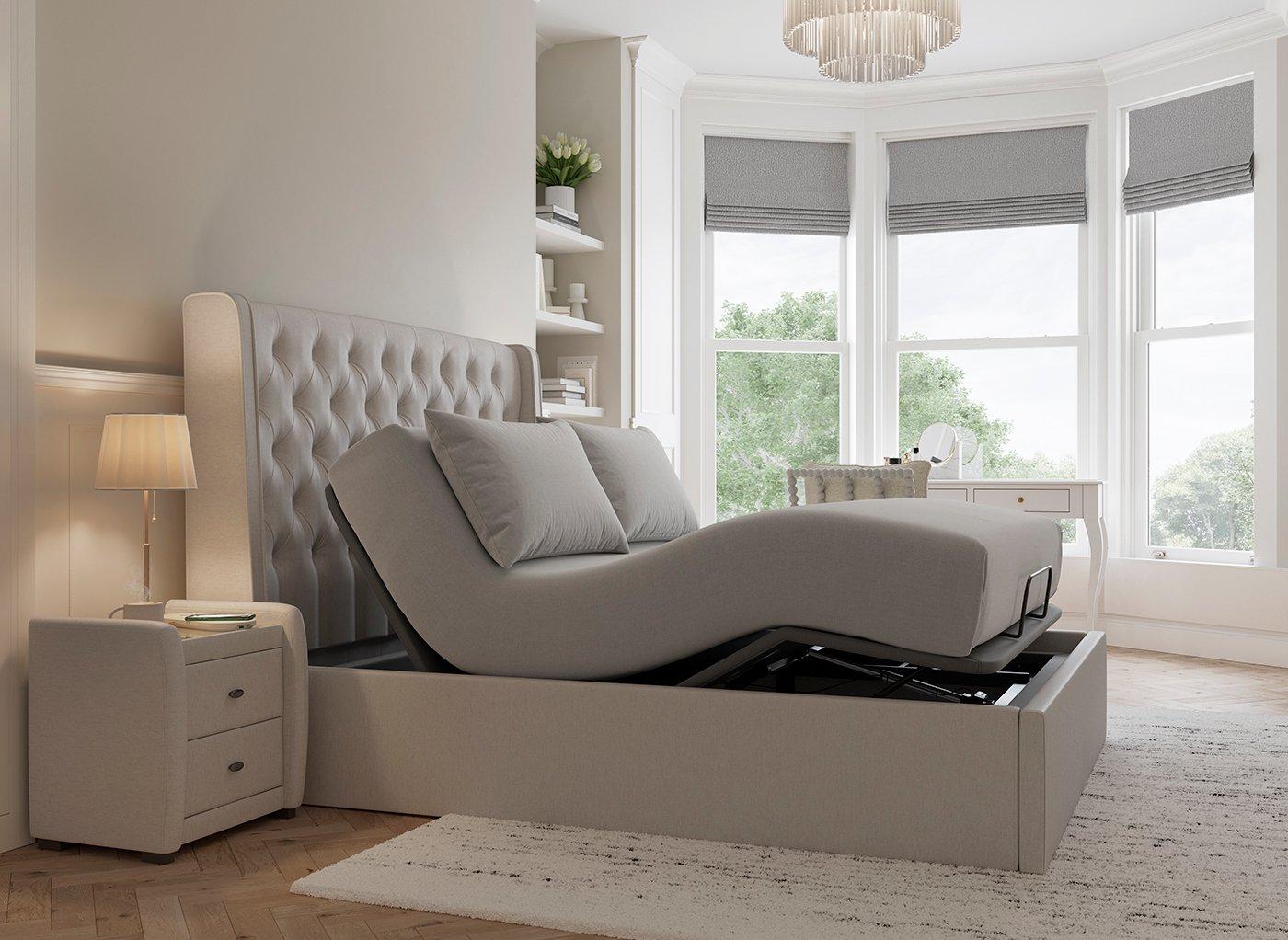 Deacon Ergomotion Adjustable Velvet-Finish Bed Frame