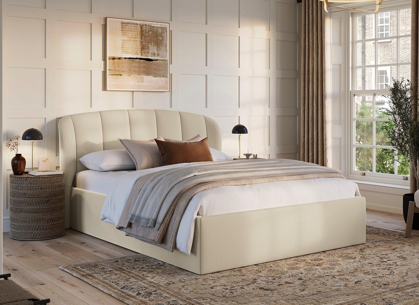 Amarilla Bouclé Ottoman Bed Frame