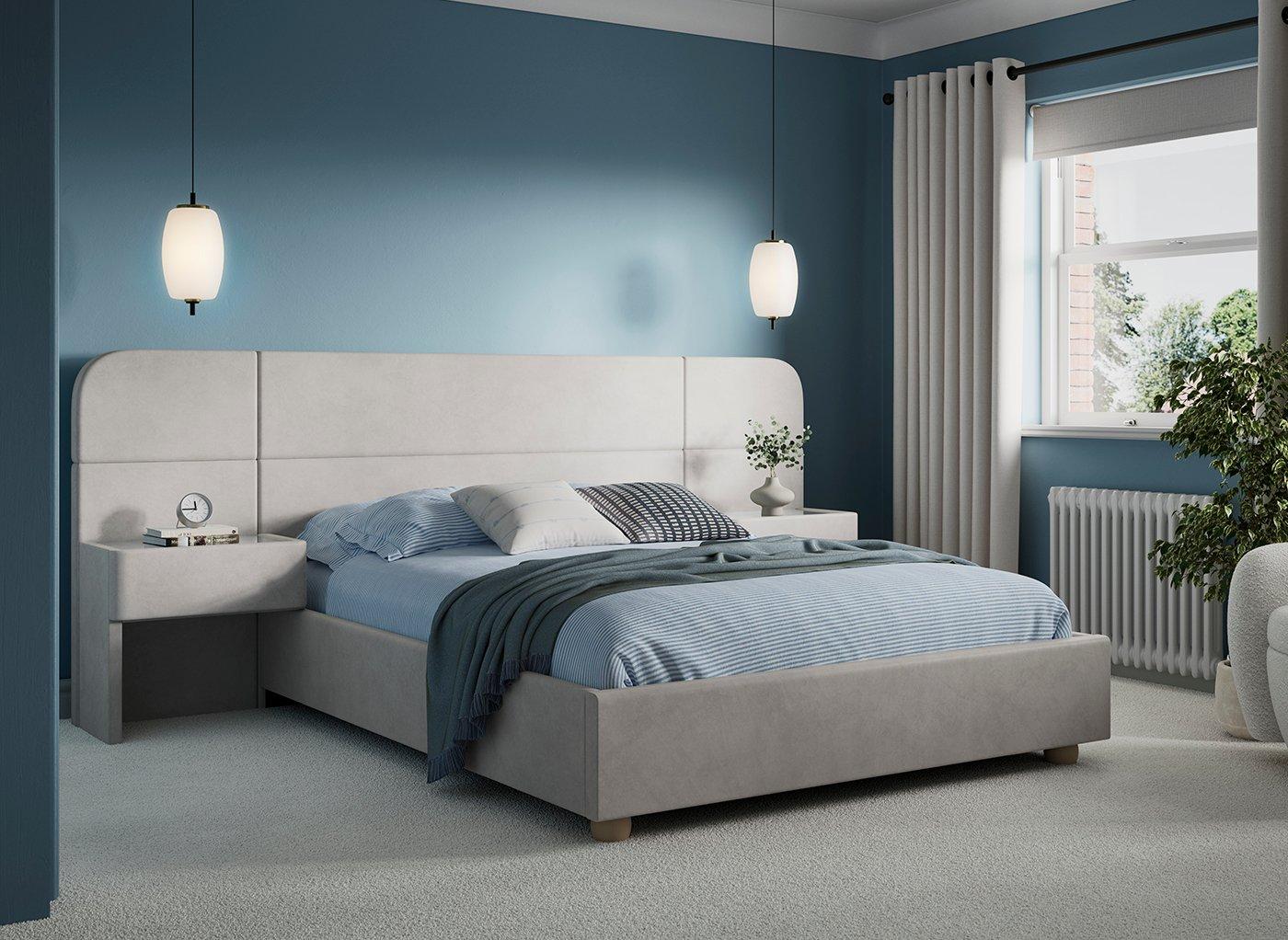 Xavier Velvet-Finish Ottoman Bed Frame with Bedside Tables