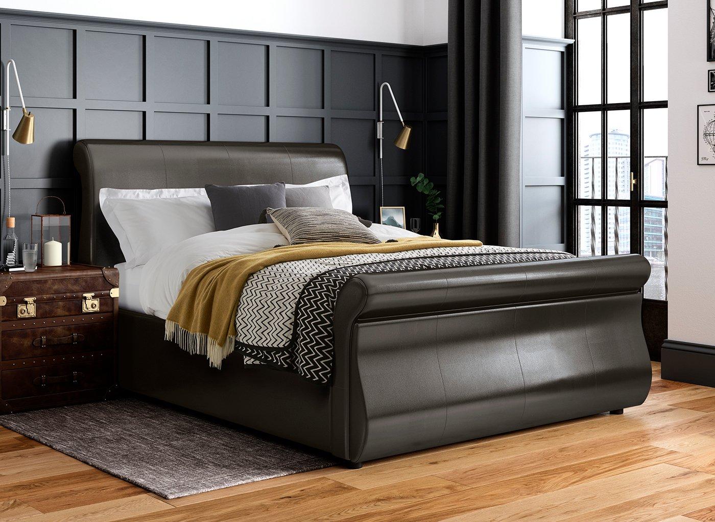 Curved deals sleigh bed