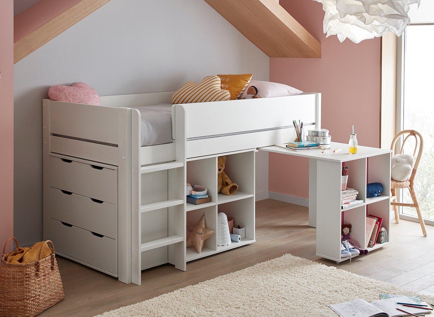 white mid sleeper cabin bed