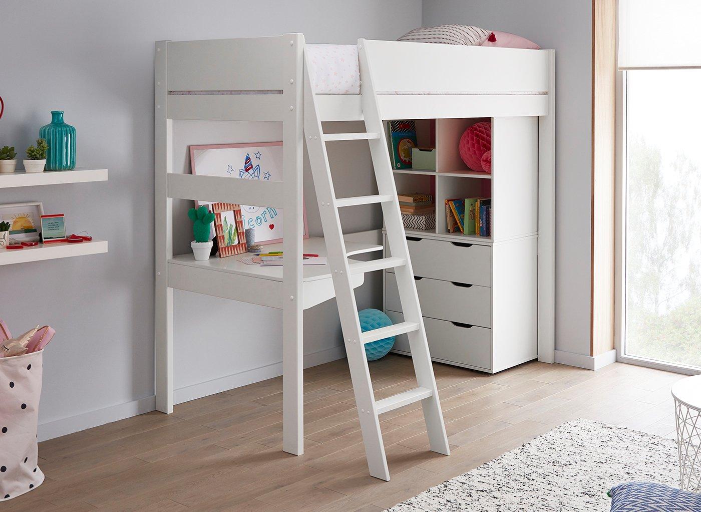 kids high bed with desk