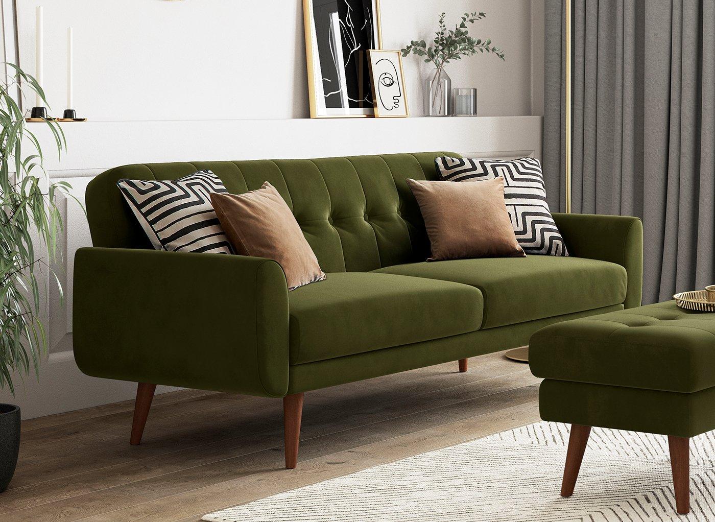 Pleasant Three Seater Sofa in Dark Olive Green colour - Dreamzz Furniture