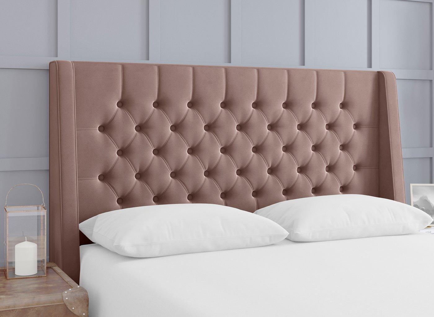 Blush pink outlet headboard double