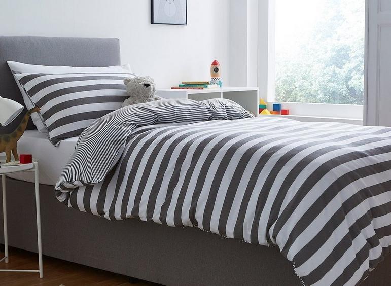 Silentnight Jersey Stripes Duvet Set Bed Linen Bedding Dreams