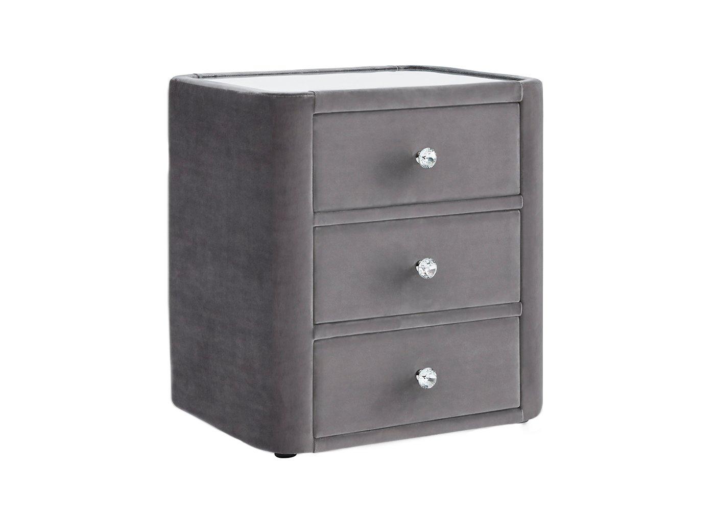 Ellis 3 Drawer Velvet Finish Bedside Matching Bedside Chests Furniture Dreams