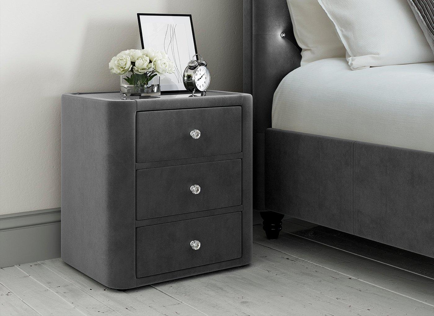 Grey bedside deals cabinets