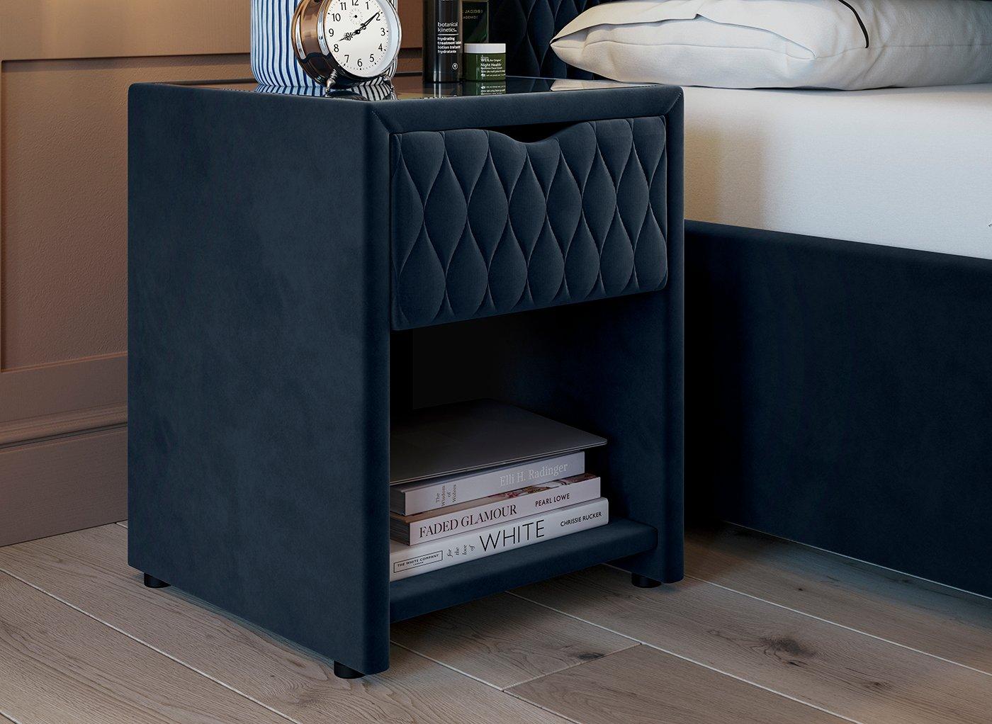 Grey velvet deals bedside cabinet