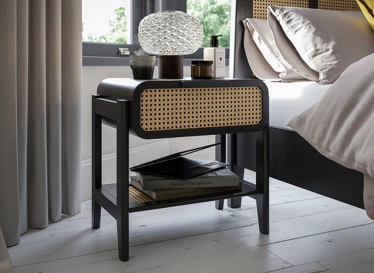 Black and deals rattan side table