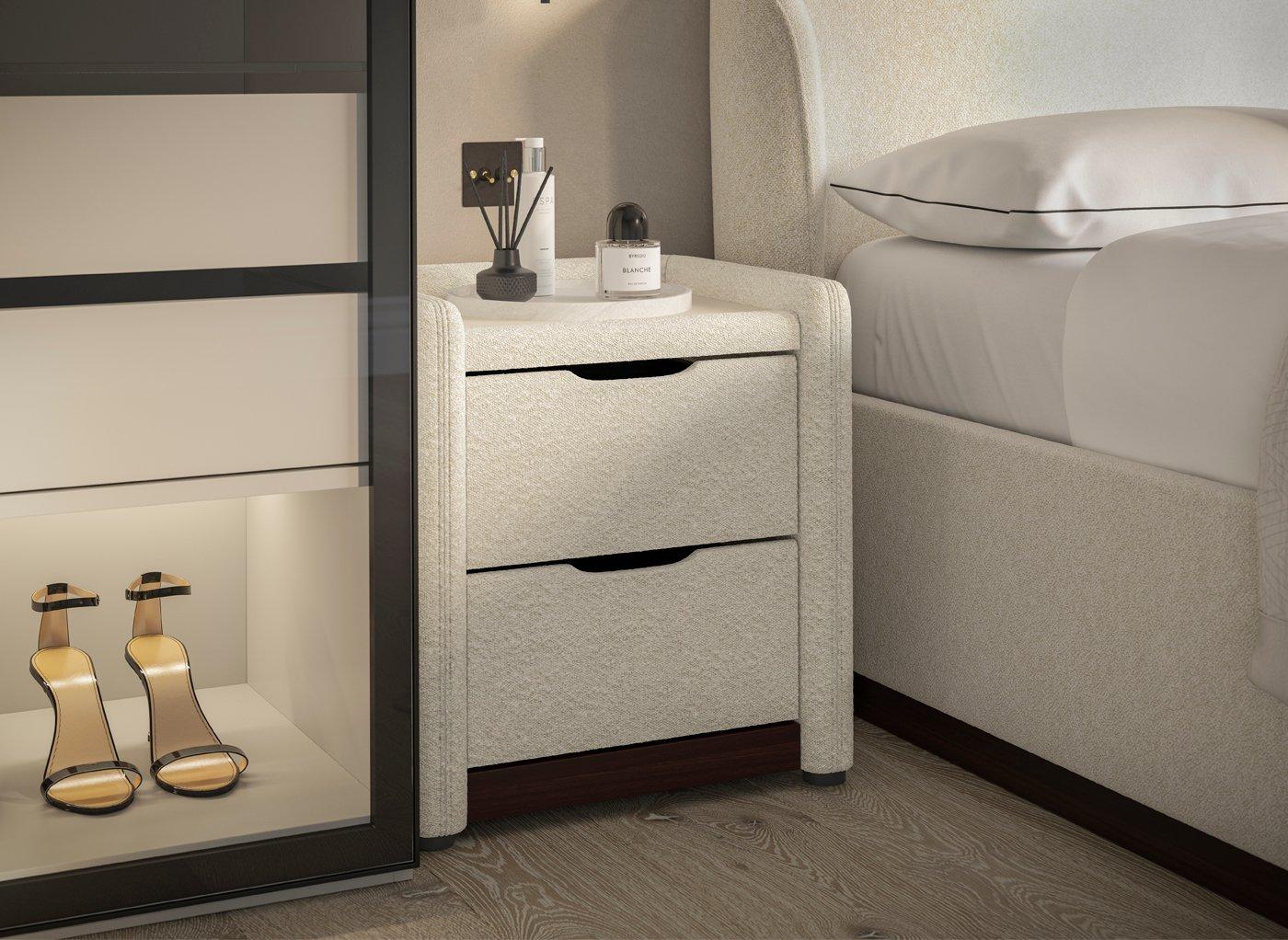 Chloe Upholstered USB Charging Bedside Table