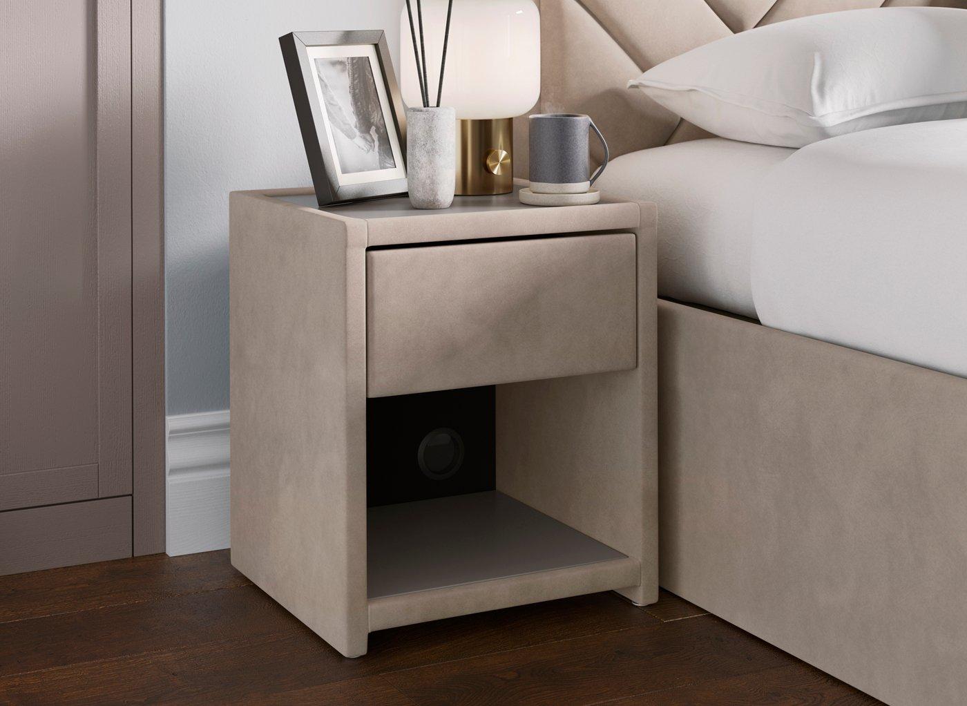 Jay Velvet-Finish USB Charging Bedside Table