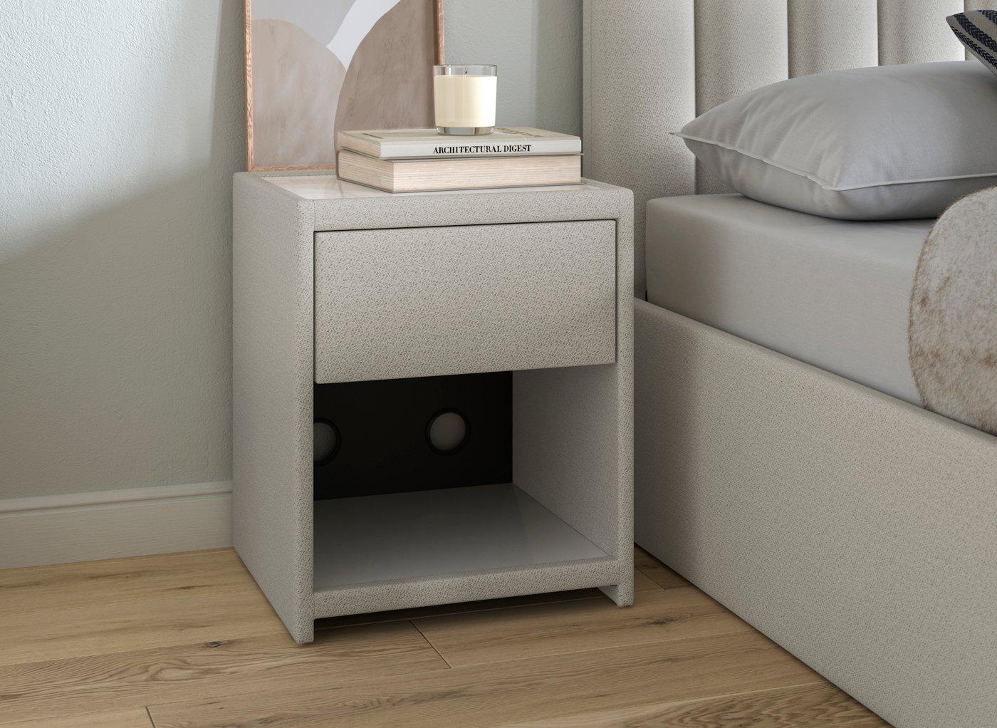 Davies Upholstered USB Charging Bedside Table
