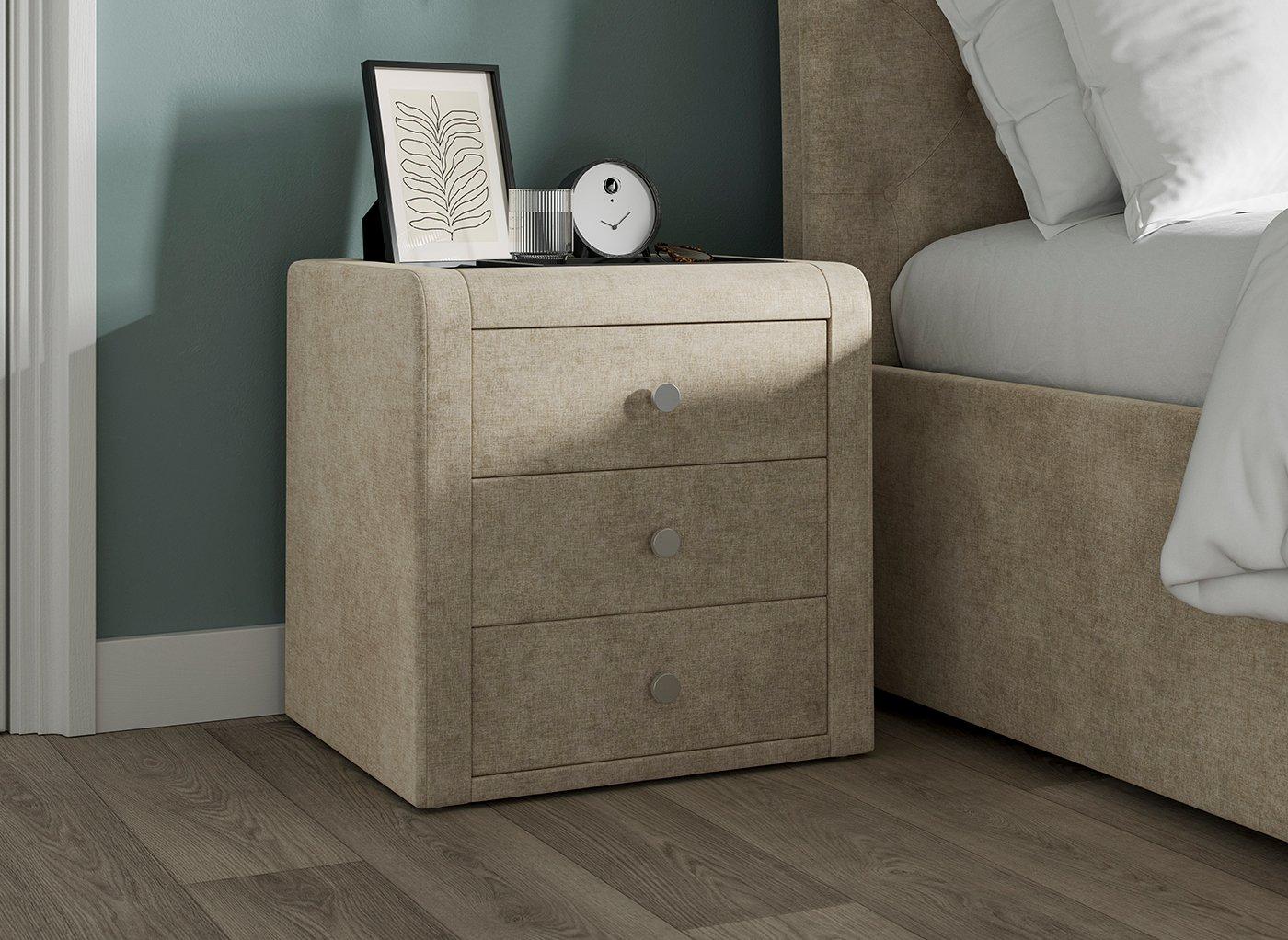 Paris Upholstered USB Charging Bedside Table