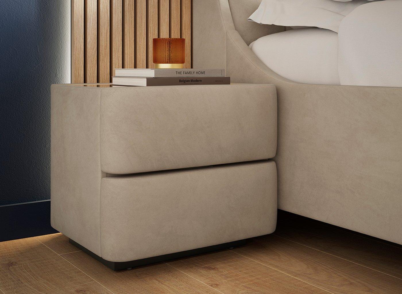 Rupert Velvet-Finish USB Charging Bedside Table