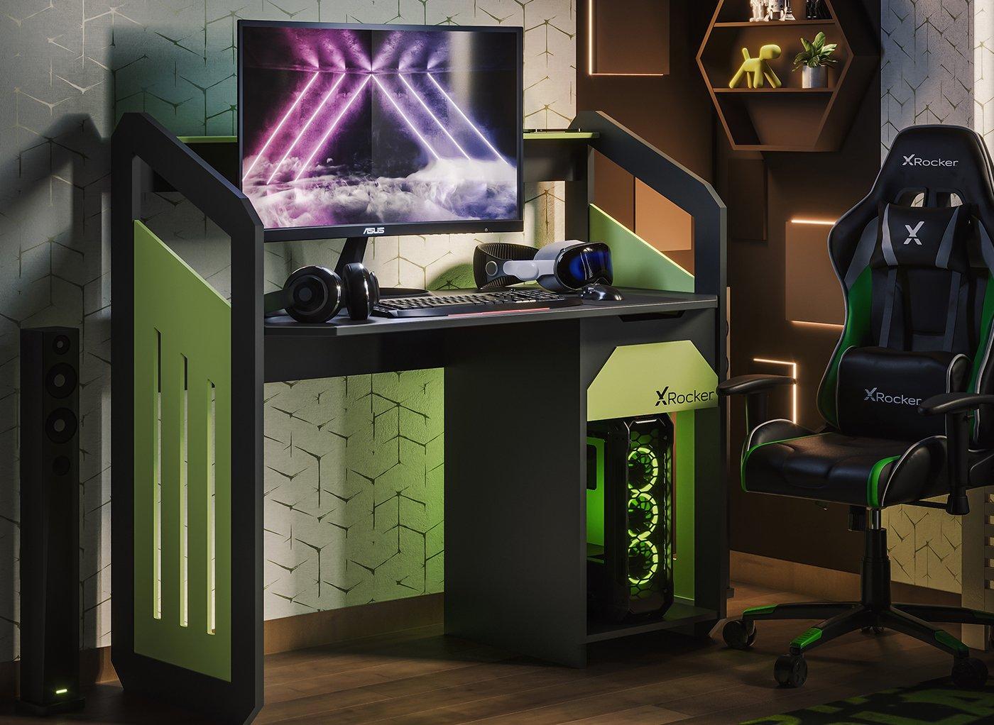 Green and deals black gaming desk