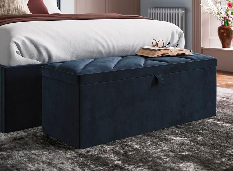 Blue velvet blanket box sale