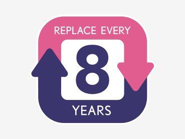 Replace every 8 years