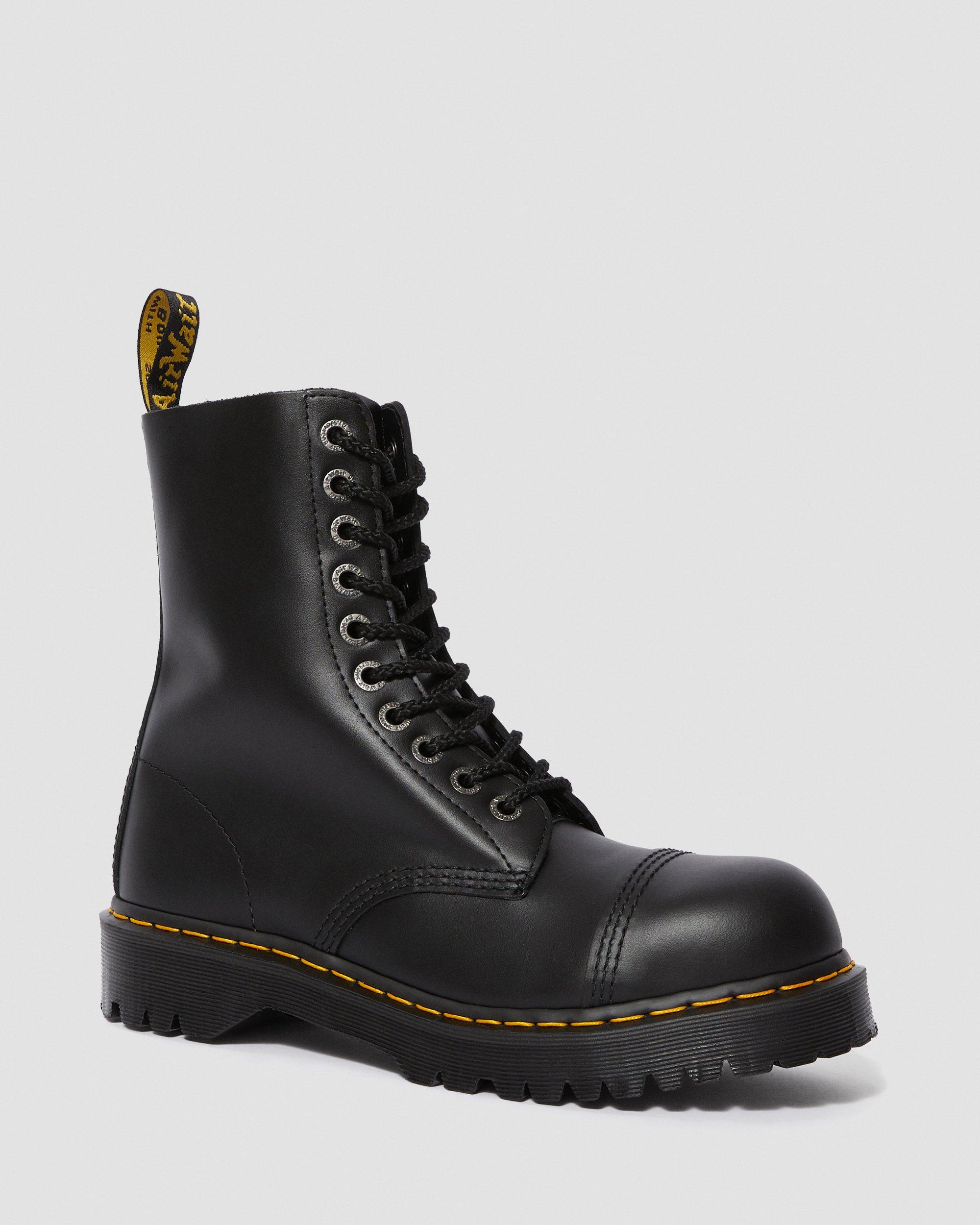 black leather steel toe shoes