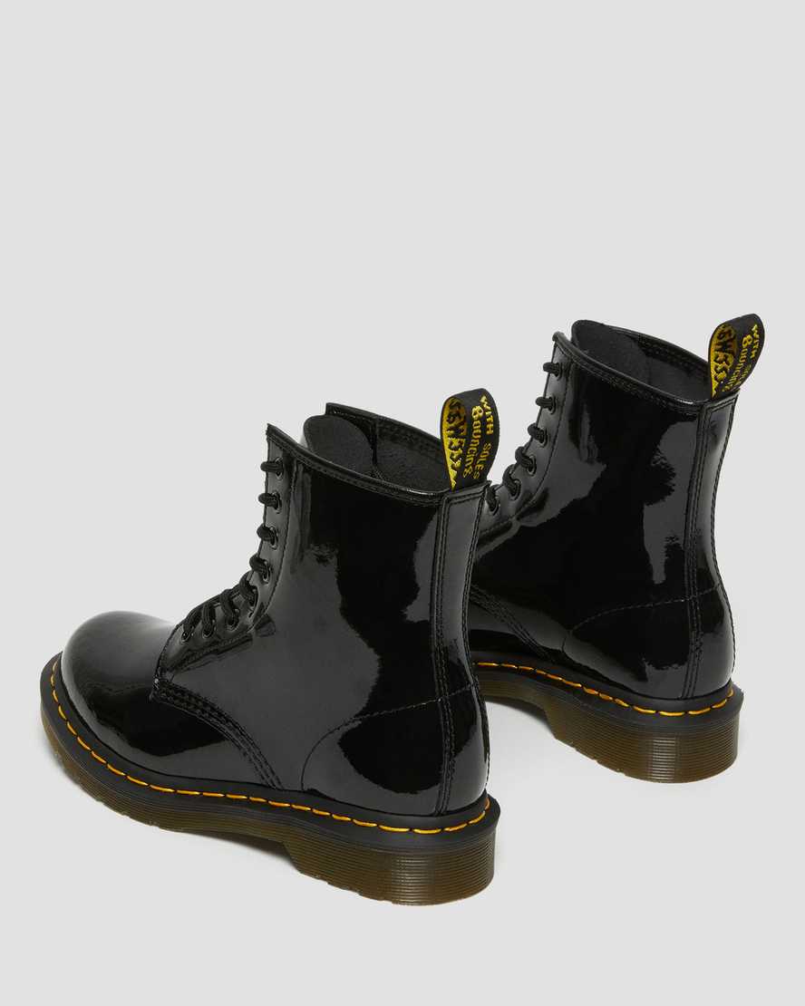 1460 W BLACK1460 Patent Leather Lace Up Boots Dr. Martens