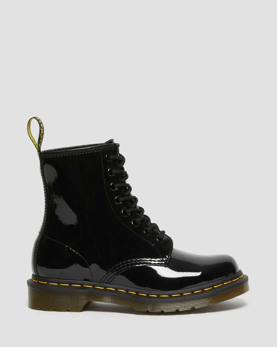 1460 W BLACK1460 Patent Leather Lace Up Boots Dr. Martens